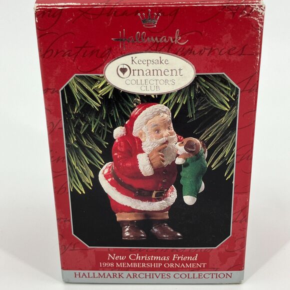VTG '98 Membership Hallmark Keepsake Ornament "New Christmas Friend" Santa & Dog - Picture 2 of 9